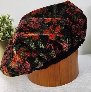Vintage AMAZING Festive Velvet Embellished SG D'OR Industries Poinsettia Beret